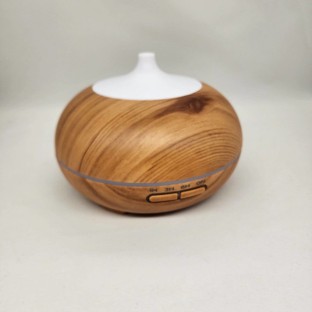 500ml Ultrasonic Aroma Diffuser, Wood Grain, LED Color Lights, Auto Shut-Off